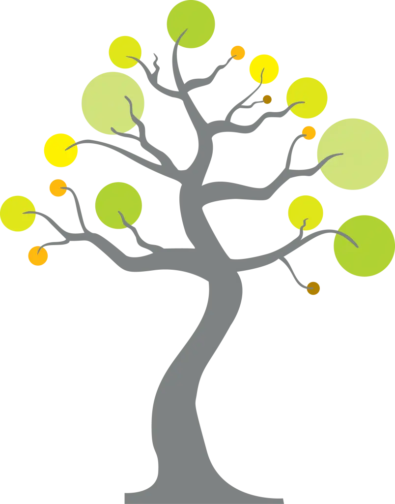 Abstract Tree Illustration with Green Leaves