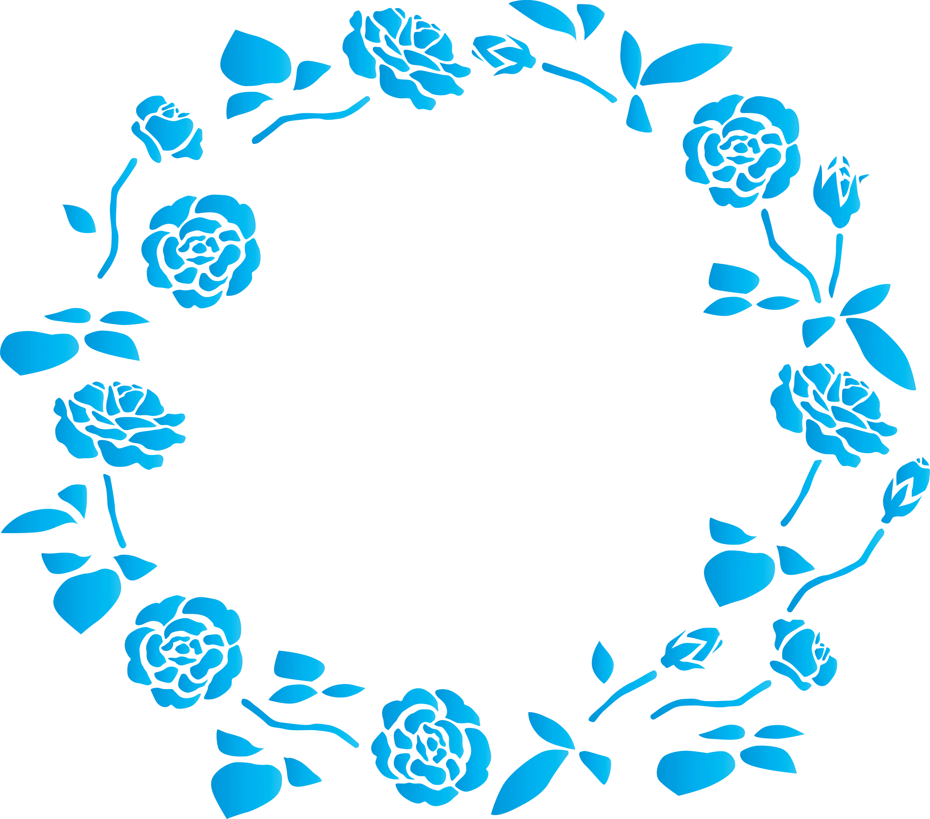 Blue Floral Wreath Design