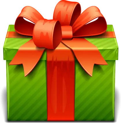 Green Gift Box with Red Ribbon for Holidays