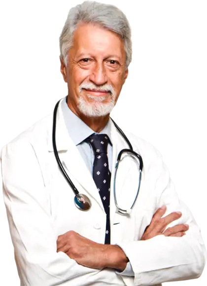 Senior Doctor with Stethoscope in Professional Attire