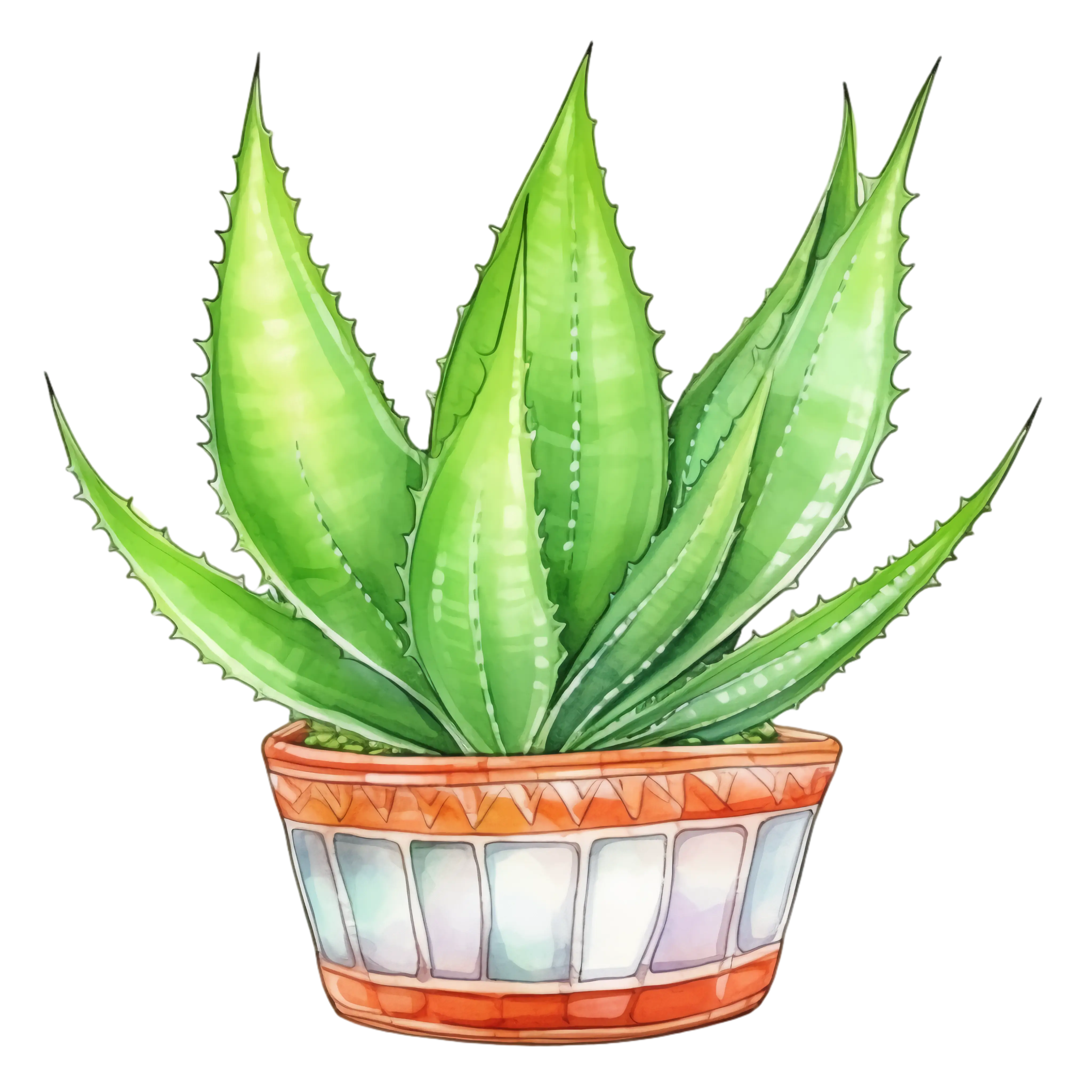 Aloe Vera Potted Plant Illustration
