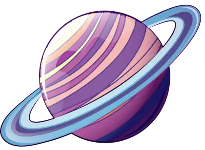 Cartoon Planet with Rings Illustration