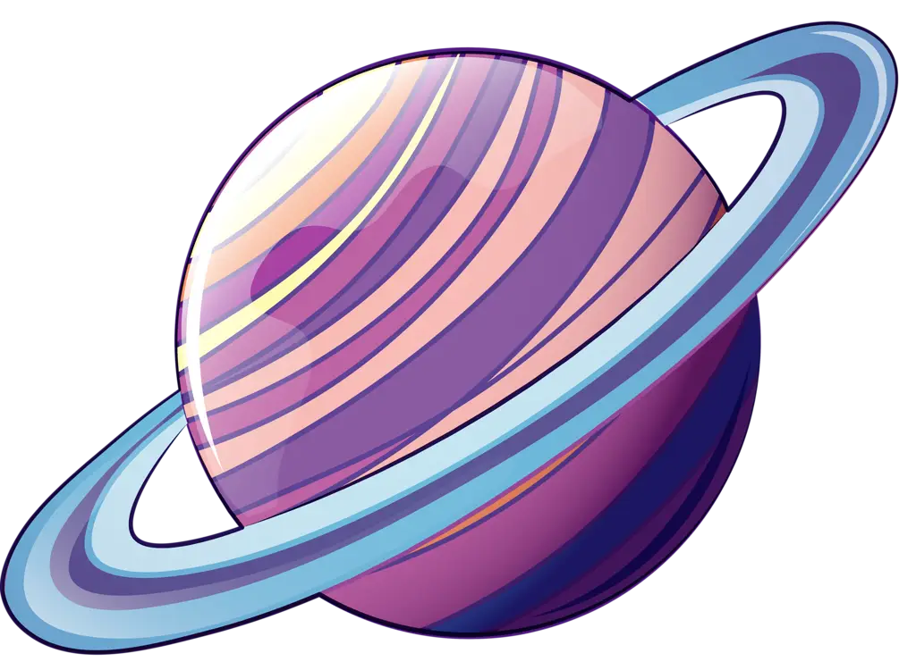 Cartoon Planet with Rings Illustration