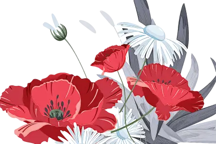Beautiful Red and White Floral Illustration