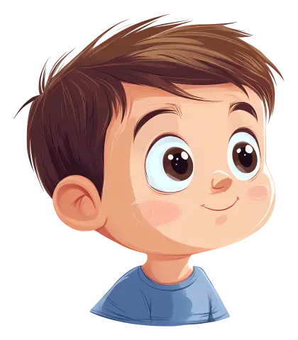 Cute Cartoon Boy with Big Sparkly Eyes