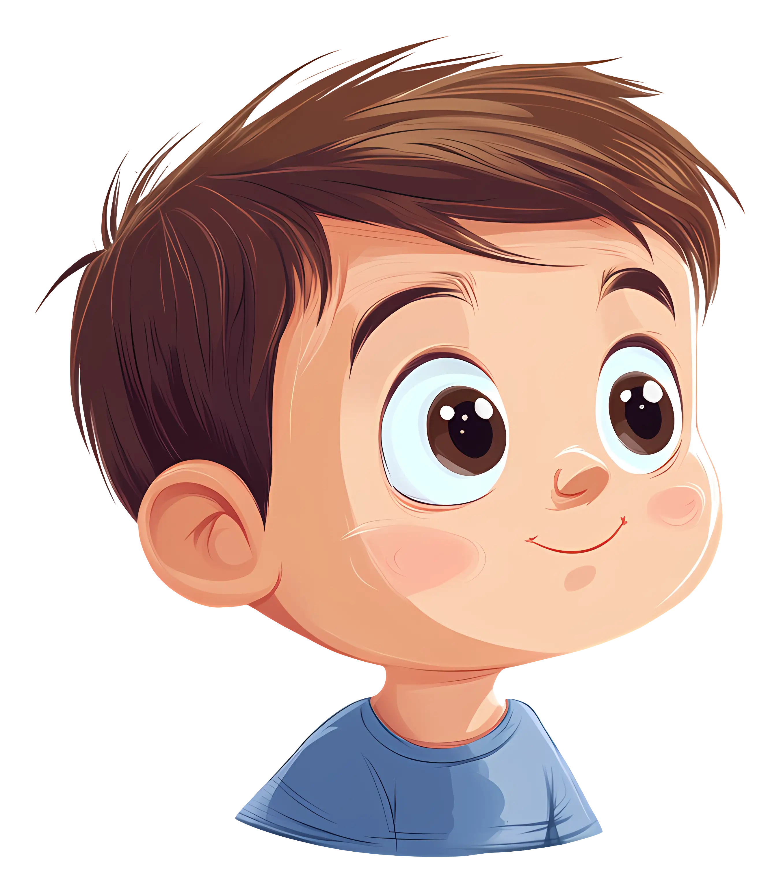 Cute Cartoon Boy with Big Sparkly Eyes