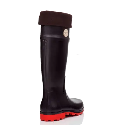 Black Rubber Boot with Red Sole