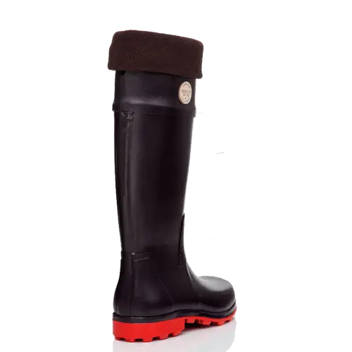 Black Rubber Boot with Red Sole