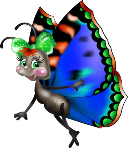 Colorful Butterfly Character in Cartoon Style