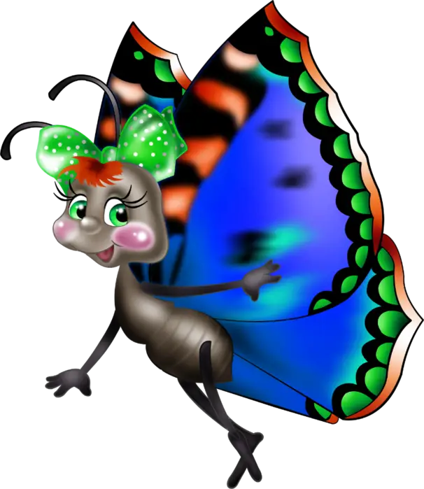 Colorful Butterfly Character in Cartoon Style