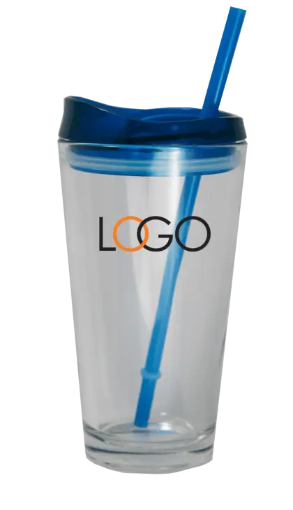 Clear Tumbler with Blue Straw