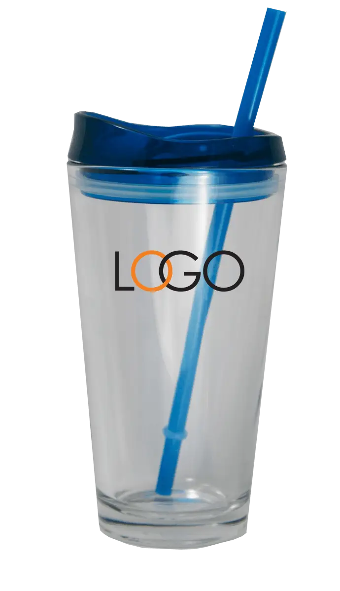 Clear Tumbler with Blue Straw