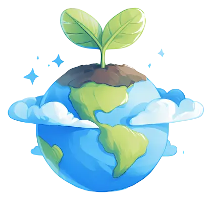 Earth with Growing Plant Illustration for Environmental Themes
