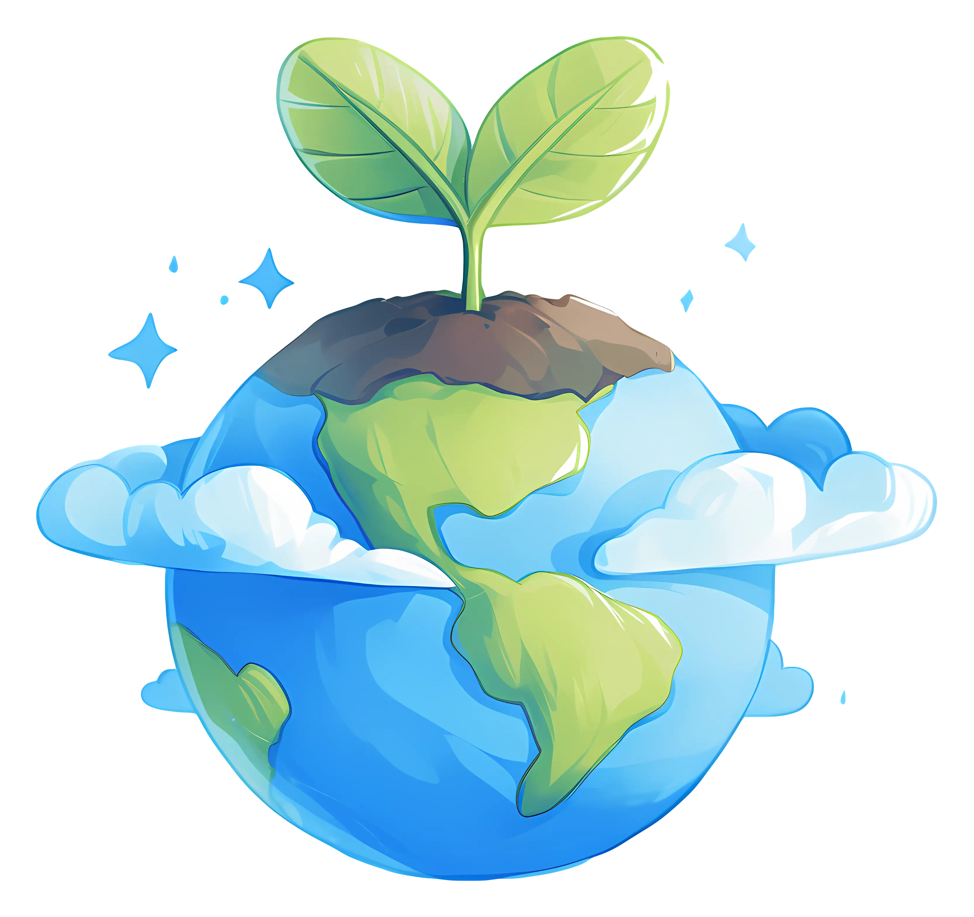 Earth with Growing Plant Illustration for Environmental Themes