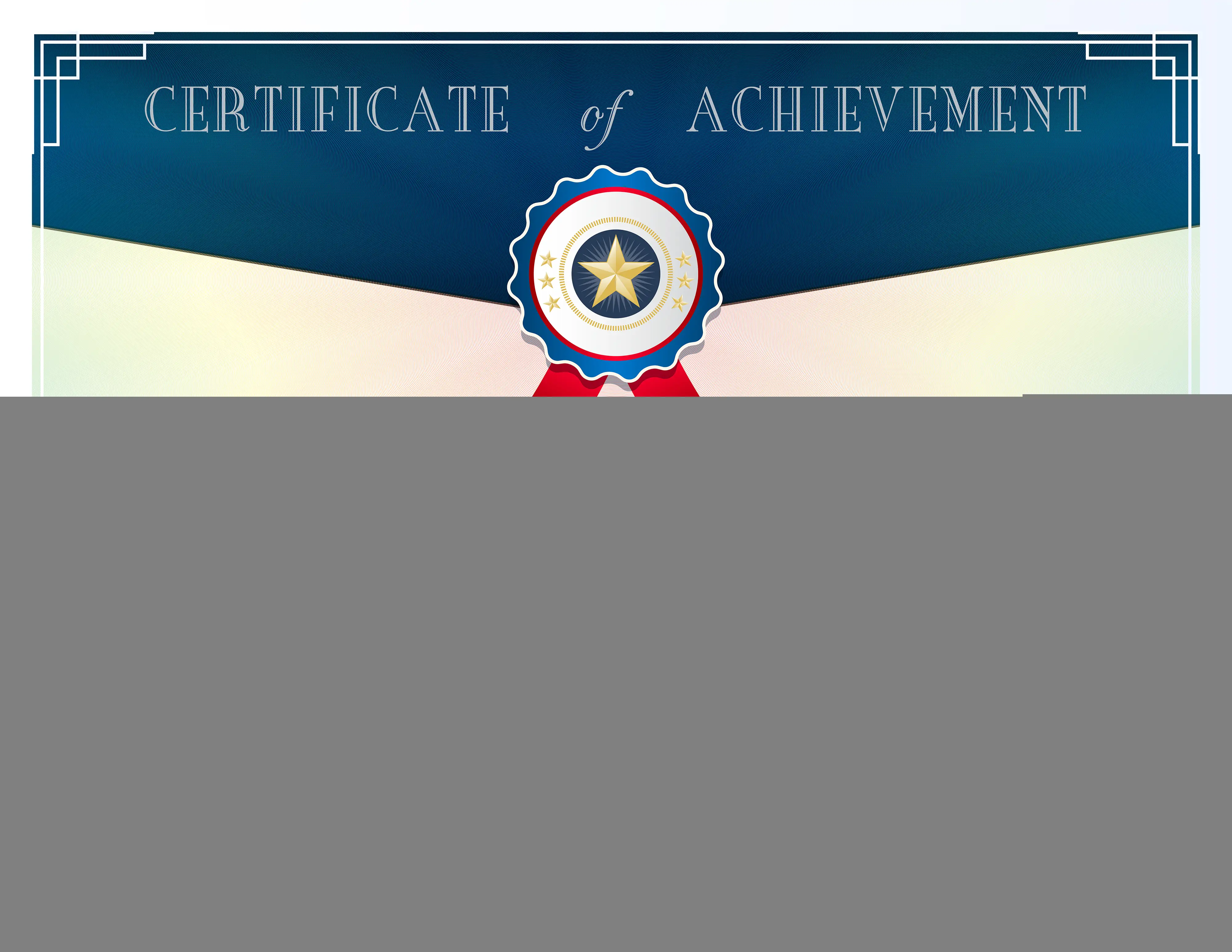 Certificate of Achievement with Blue Ribbon