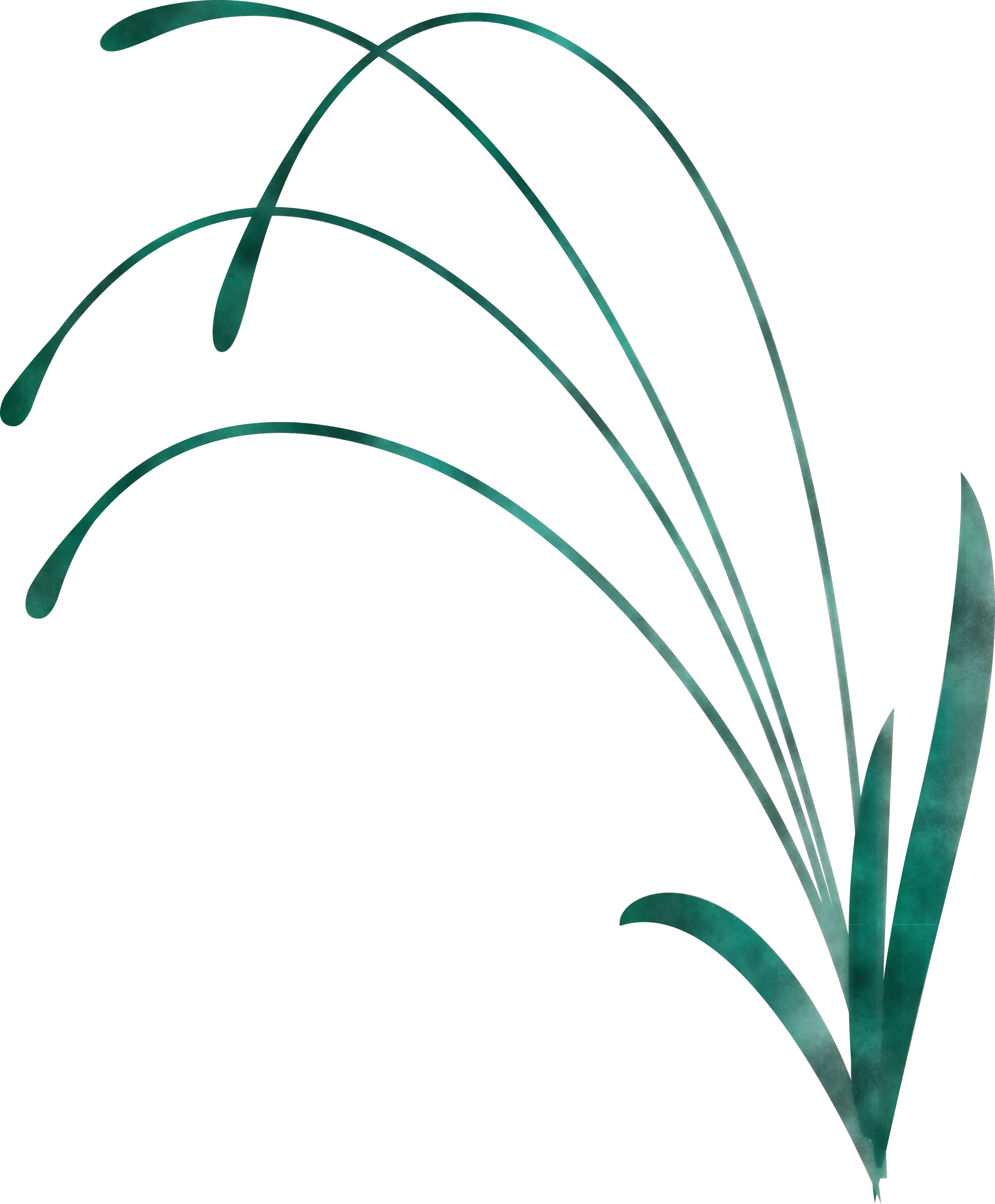 Green Grass Sprigs Illustration in Minimalist Style