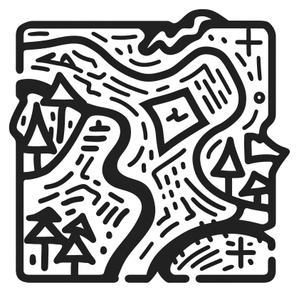Adventure Map Illustration with Trees and Paths