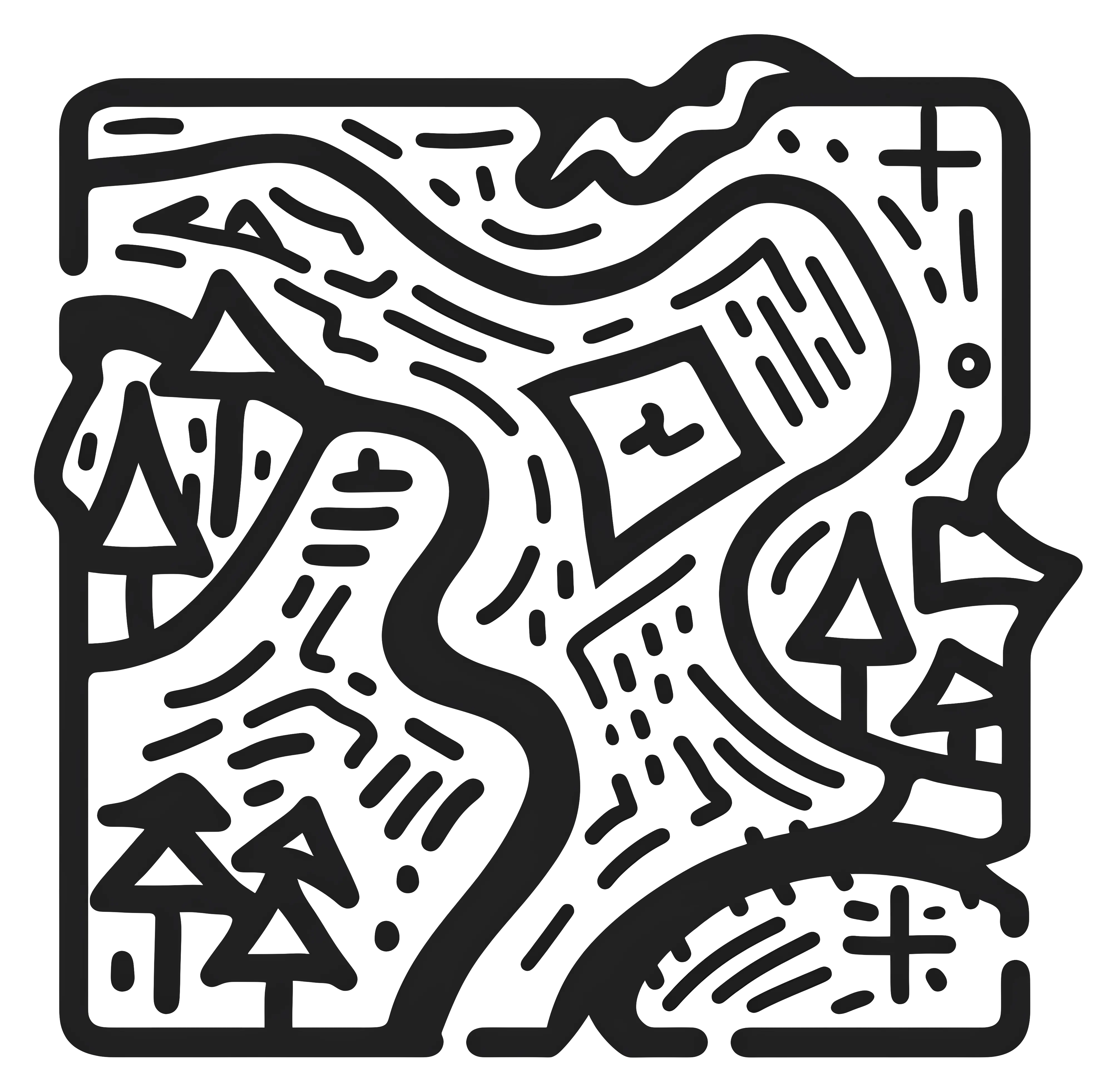 Adventure Map Illustration with Trees and Paths
