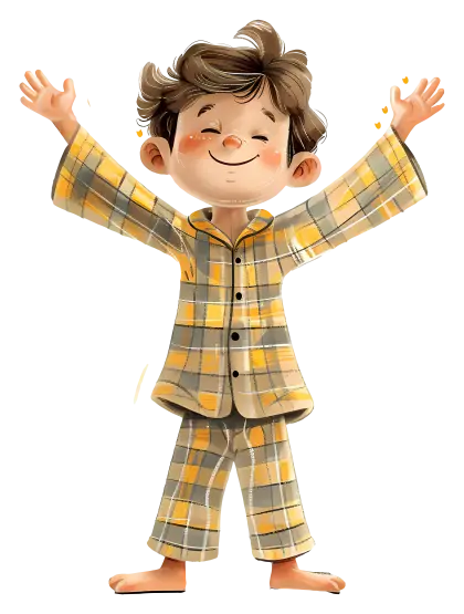 Cheerful Boy in Yellow Pajamas Illustration