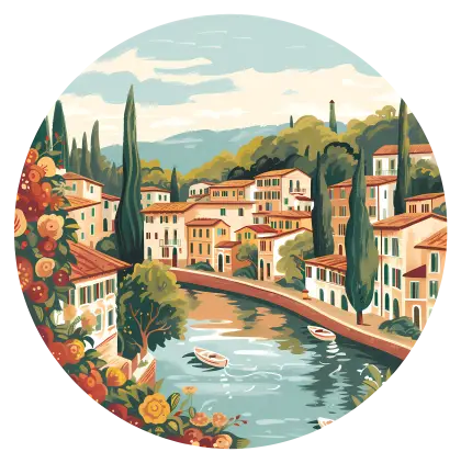 Scenic Town by the River