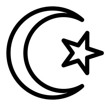 Crescent Moon and Star Black Icon