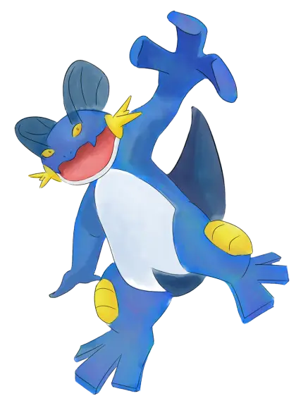 Blue Cartoon Creature with Playful Stance