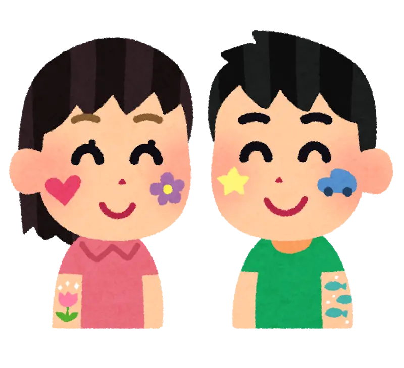 Smiling Cartoon Children with Face Paint