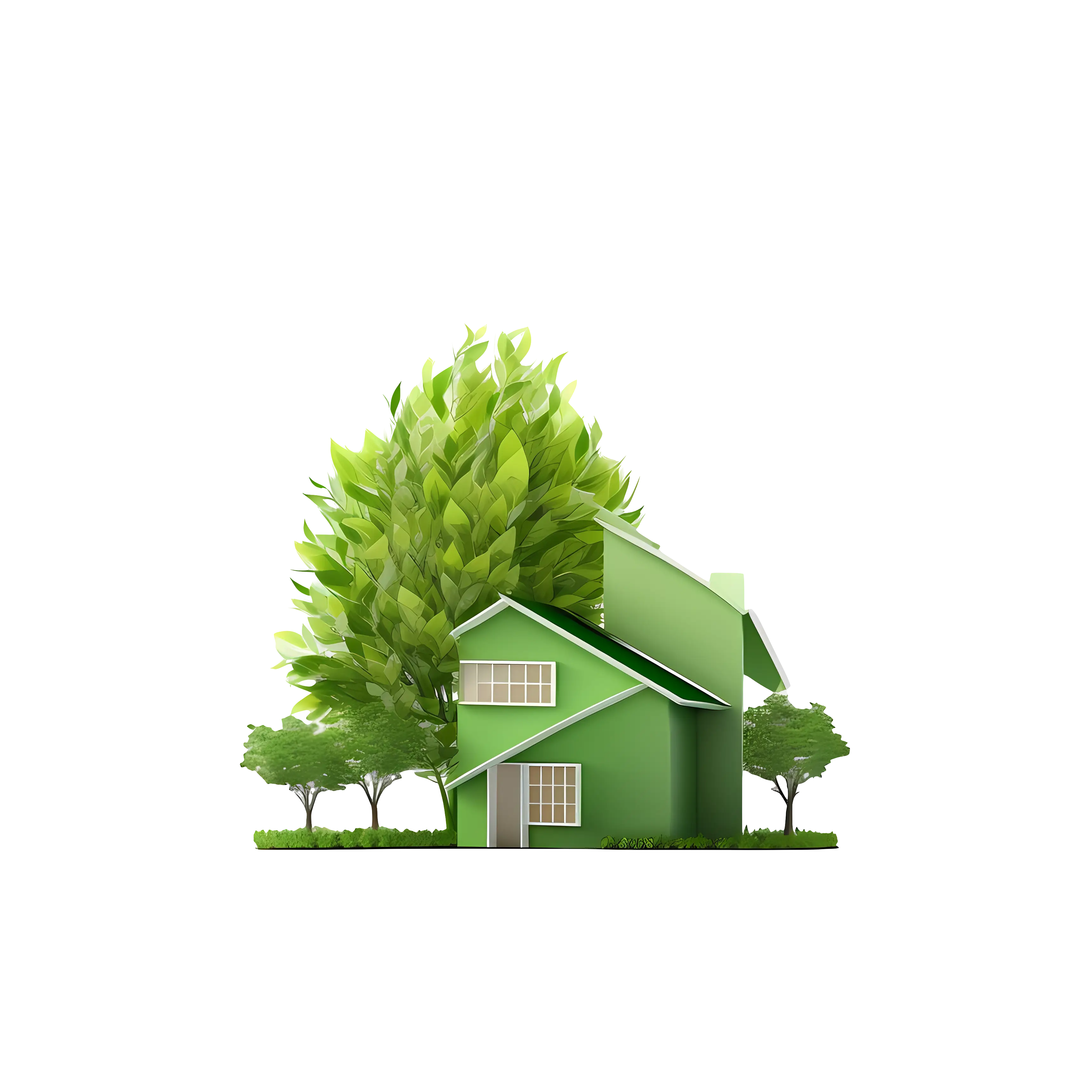 Eco-Friendly Green House with Trees