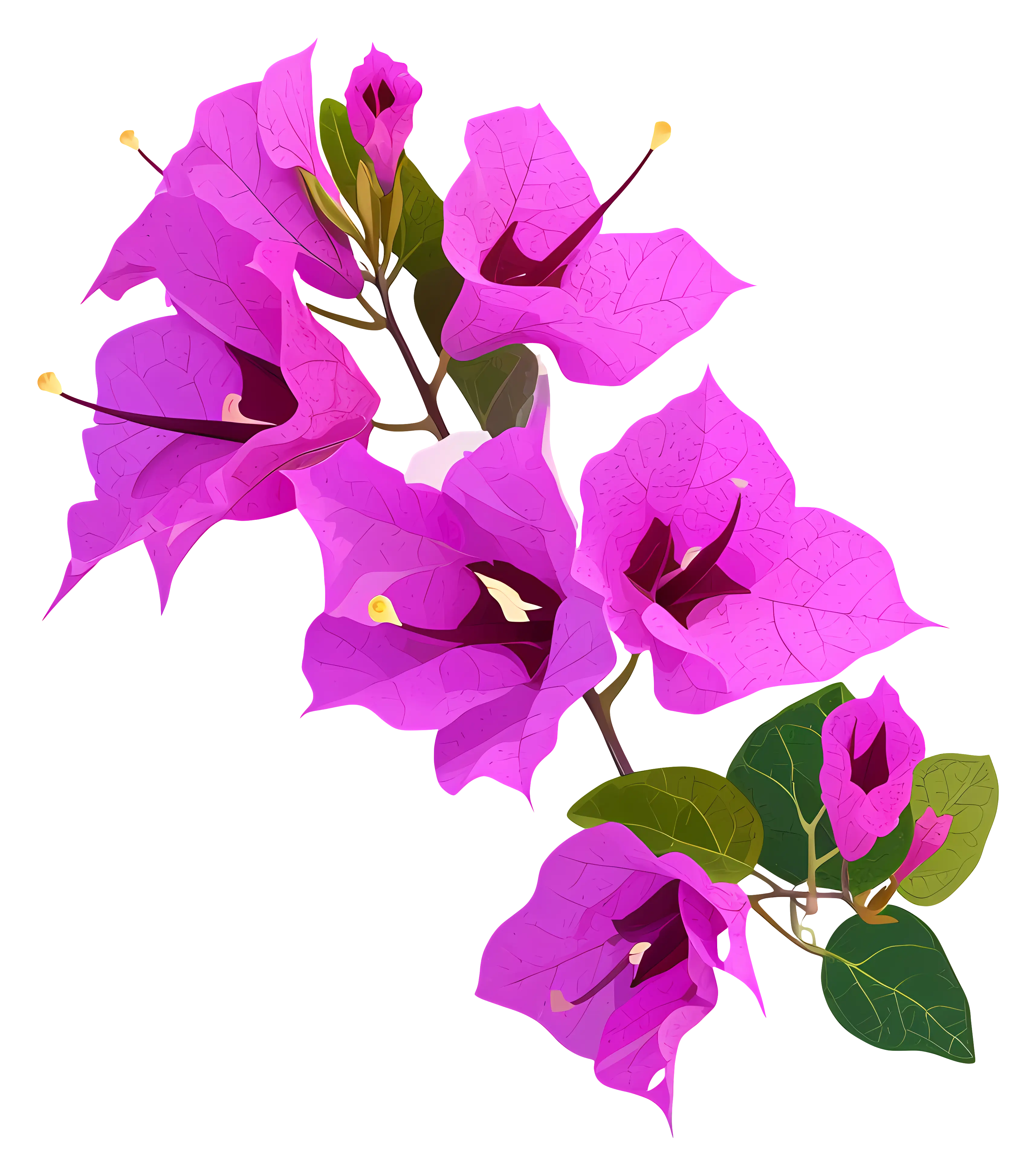 Pink Bougainvillea Branch with Colorful Blooms