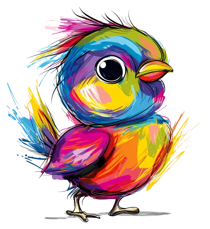 Artistic and Vivid Multicolored Bird