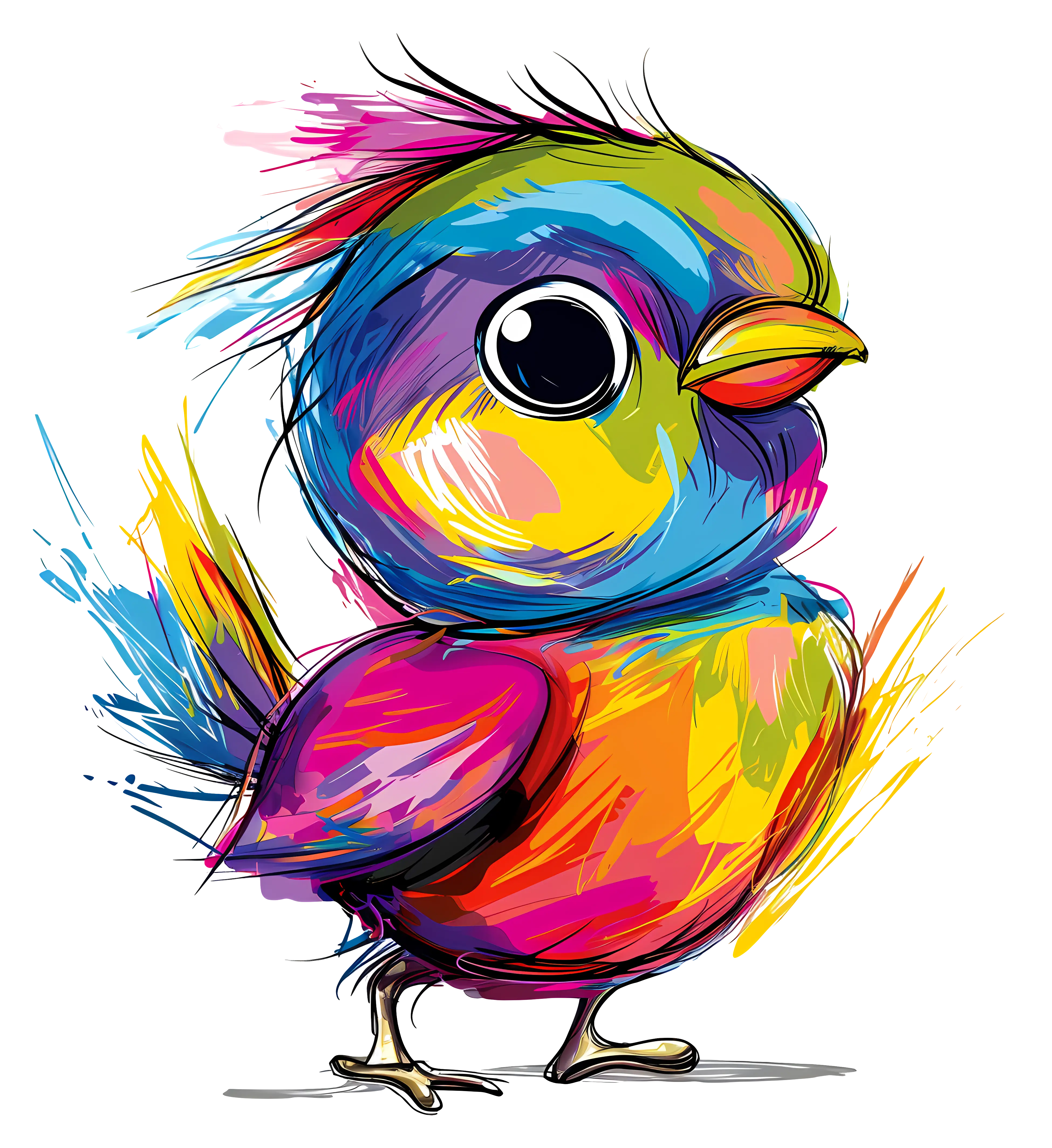 Artistic and Vivid Multicolored Bird
