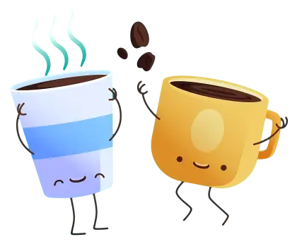 Cute Coffee Cups with Beans