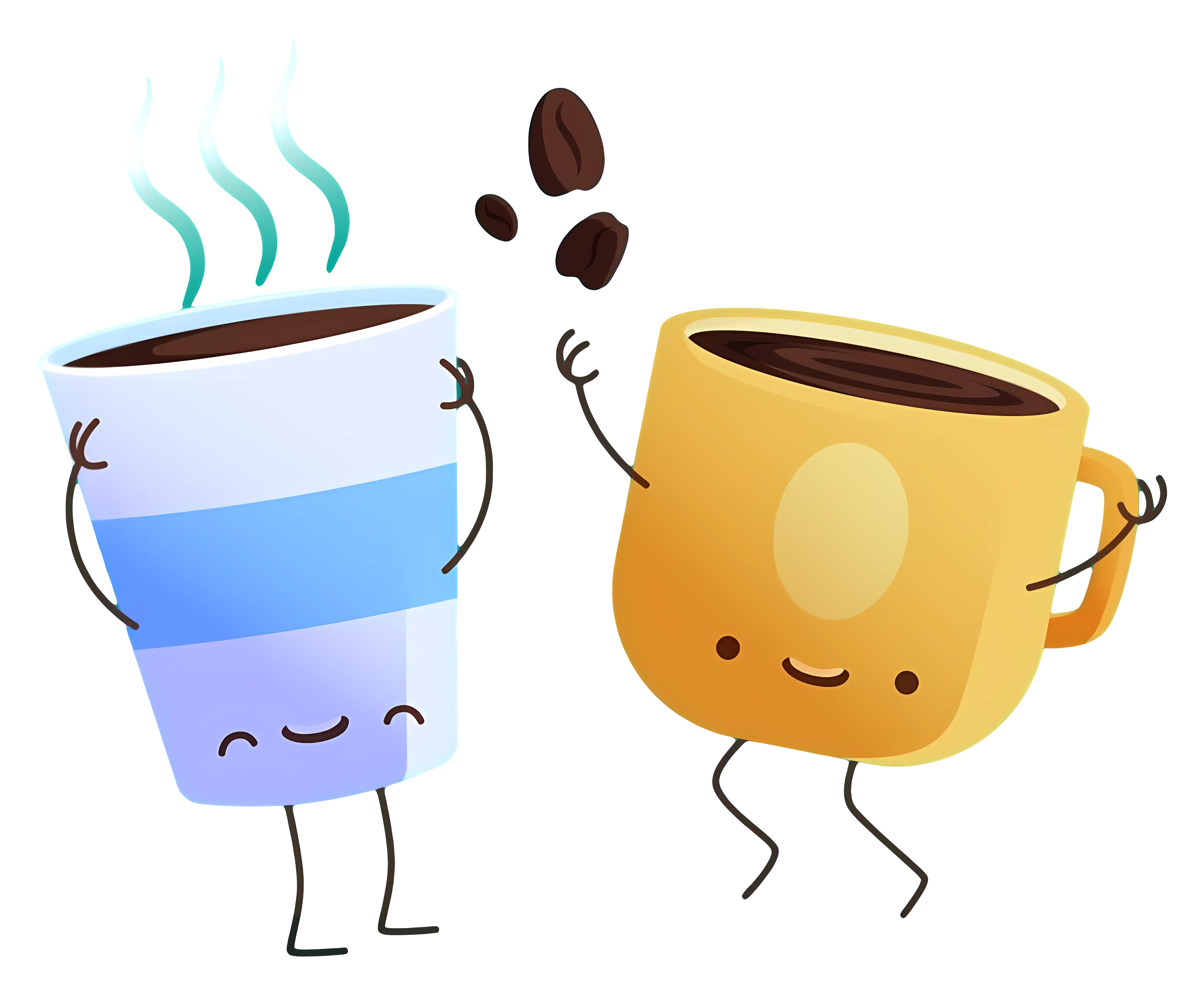 Cute Coffee Cups with Beans