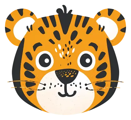 Cute Tiger Face Cartoon Illustration