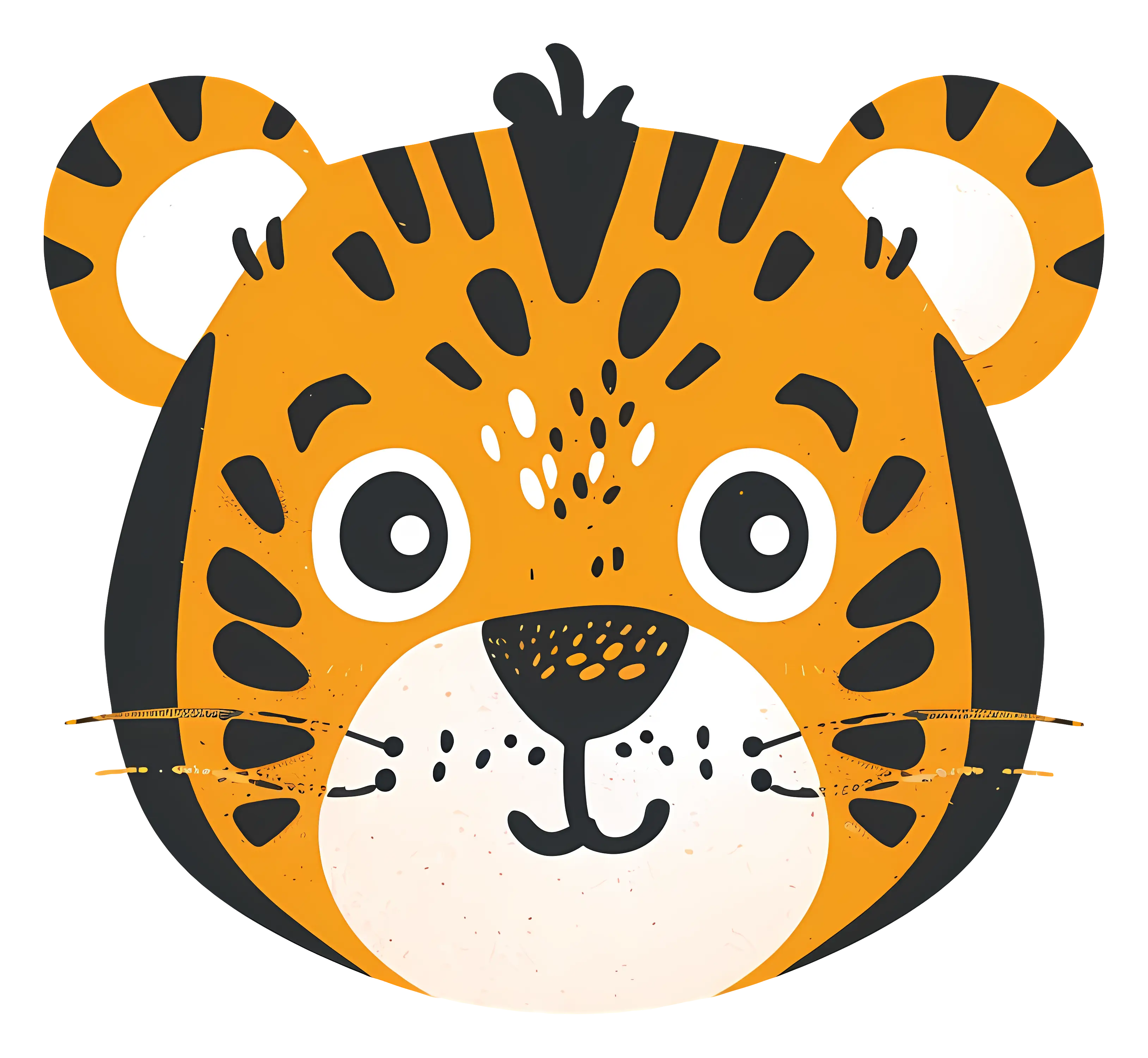 Cute Tiger Face Cartoon Illustration