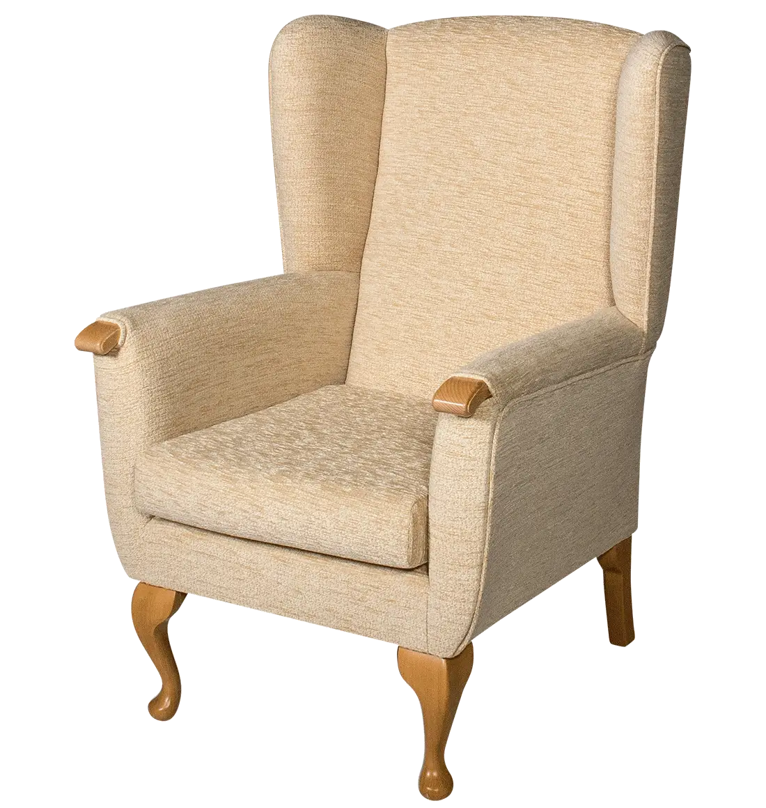 Beige Armchair with Wooden Legs