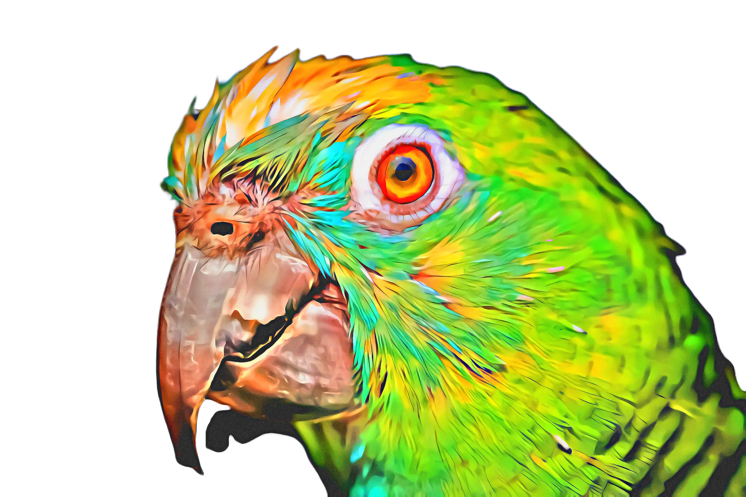 Colorful Parrot Head in Vibrant Tones