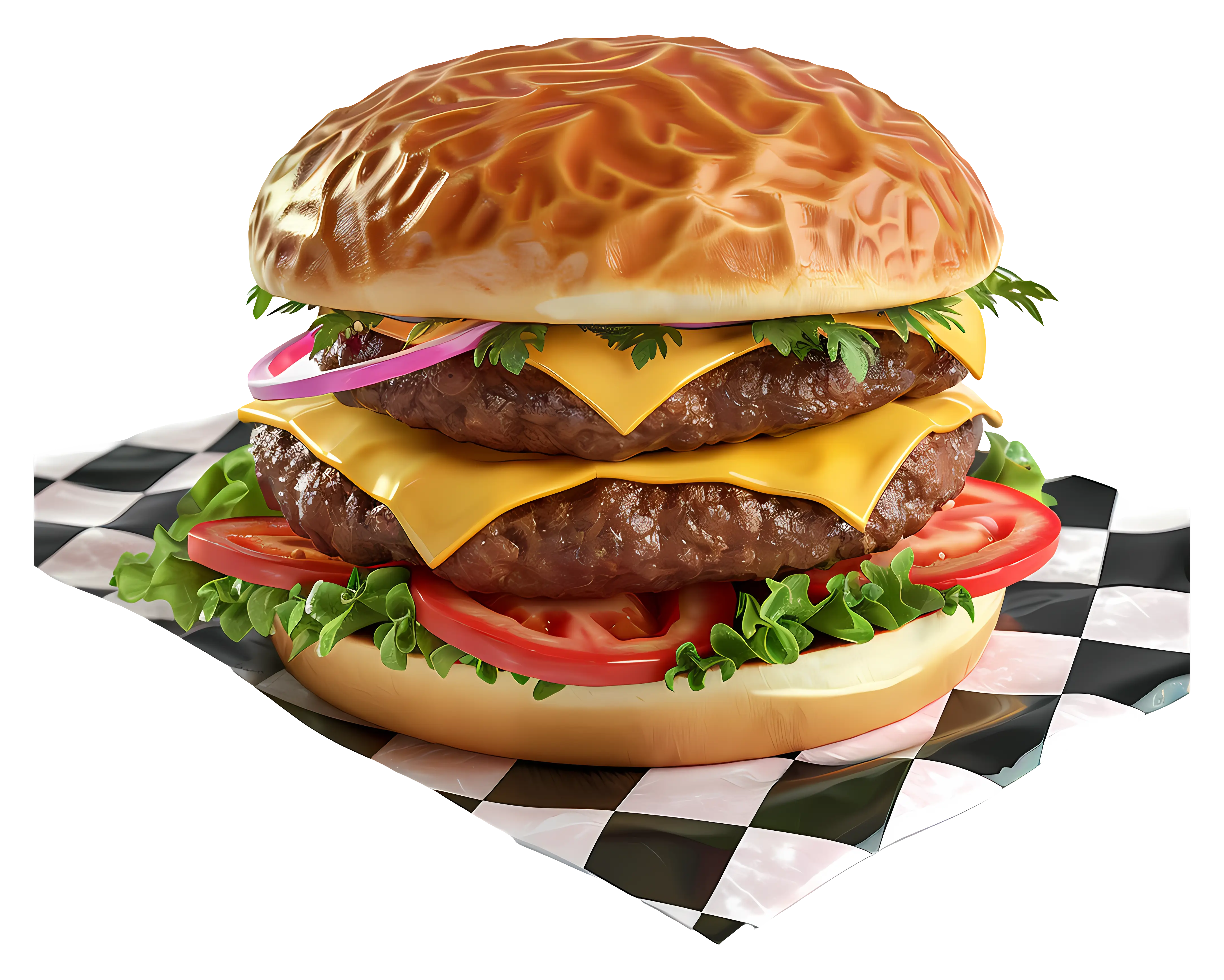 Delicious Double Cheeseburger with Toppings