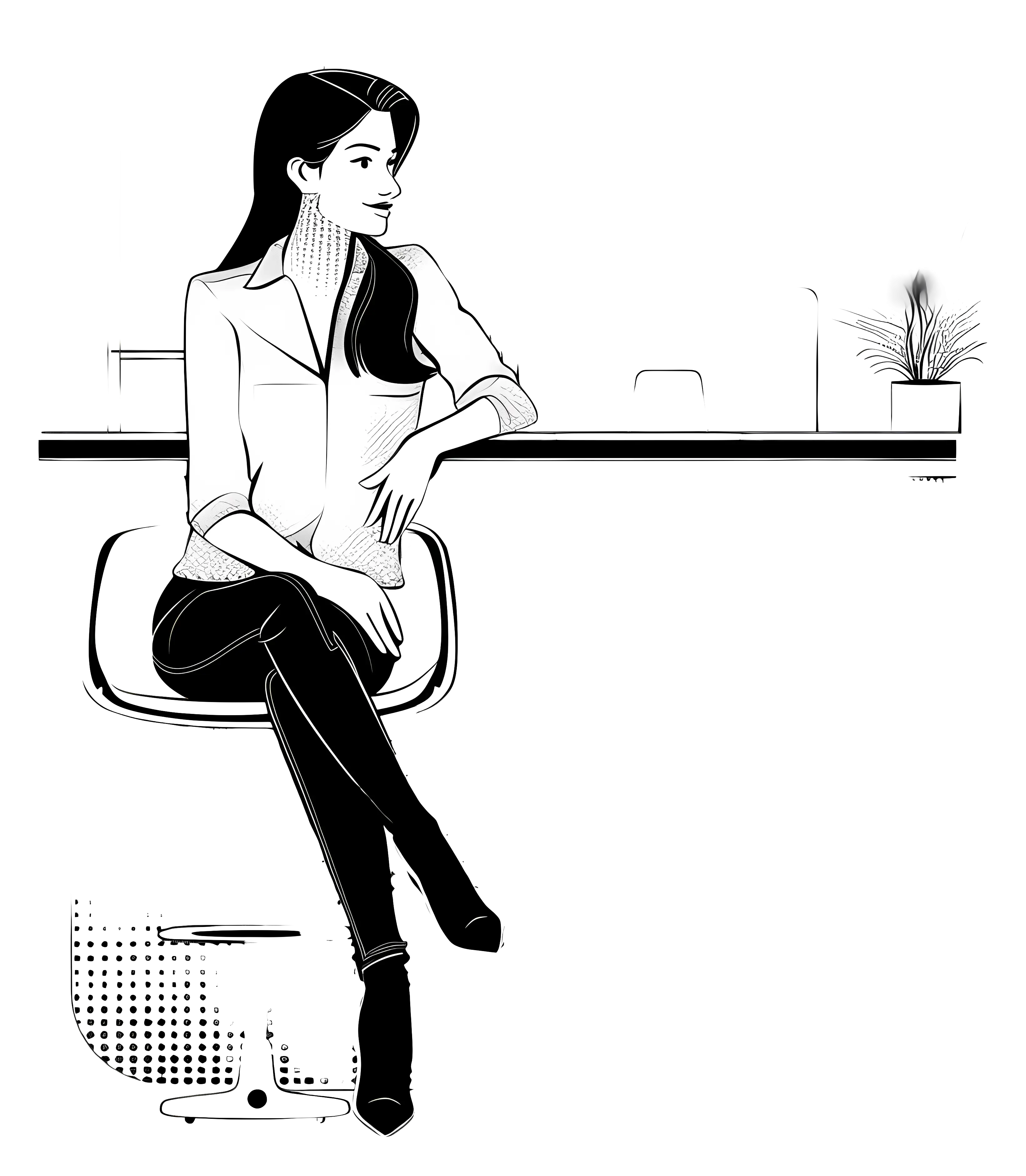 Woman Sitting in Office