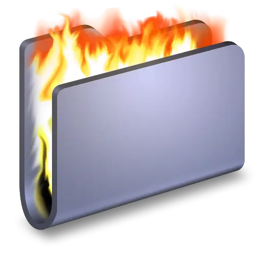Burning Folder Icon Representing Data Loss
