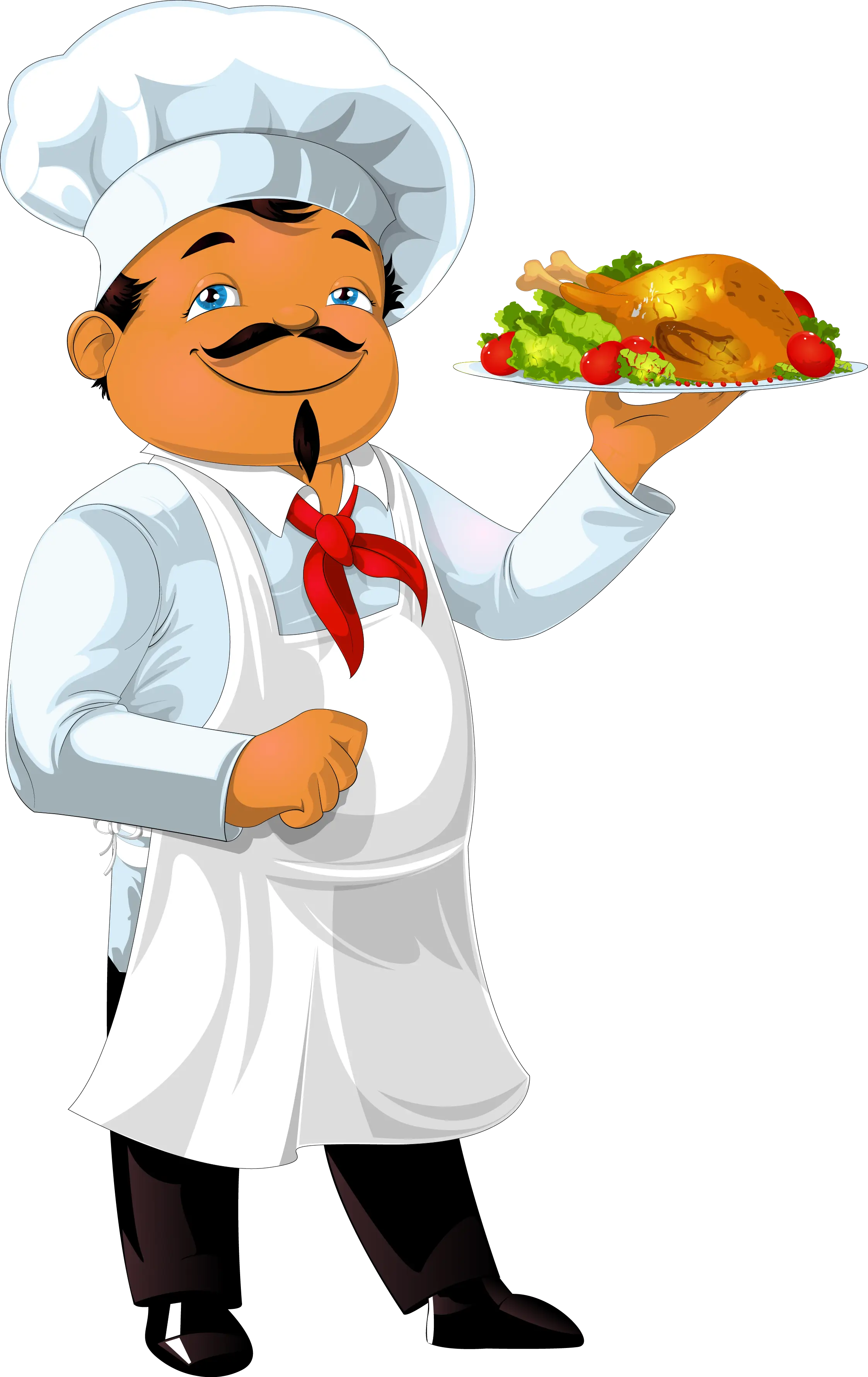 Cartoon Chef Holding a Dish