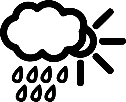 Weather Cloud with Rain and Sun Symbol