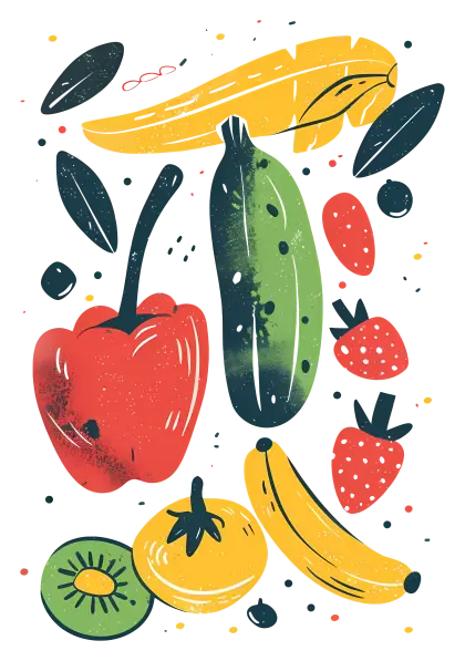 Illustration of Fresh Fruits and Vegetables