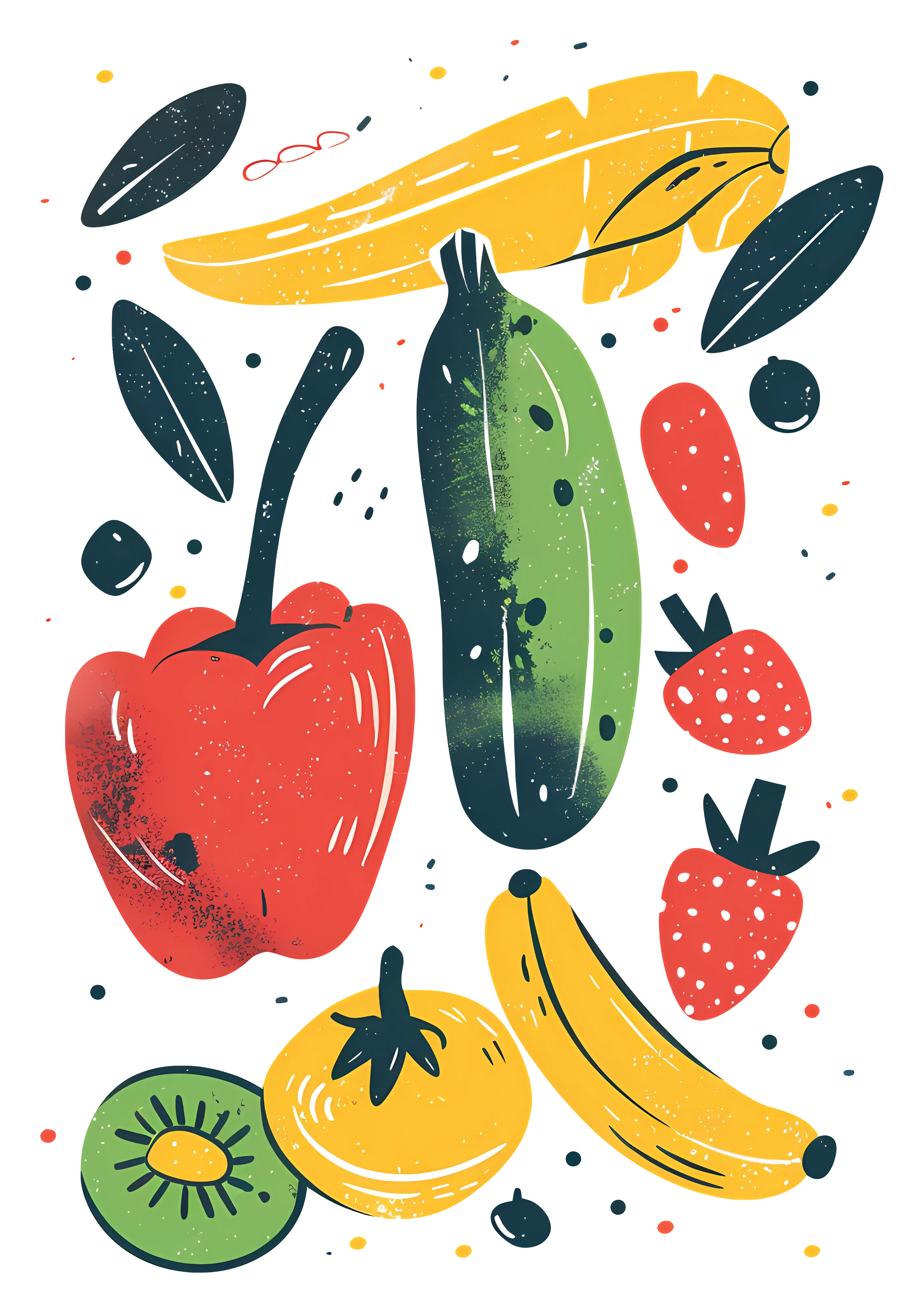 Illustration of Fresh Fruits and Vegetables