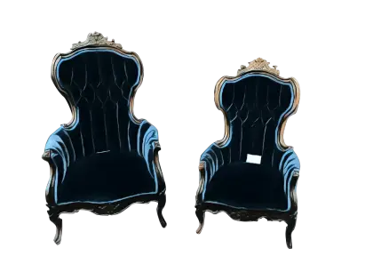 Vintage Armchairs with Ornate Design