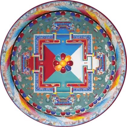 Traditional Tibetan Mandala Art with Decorative Details