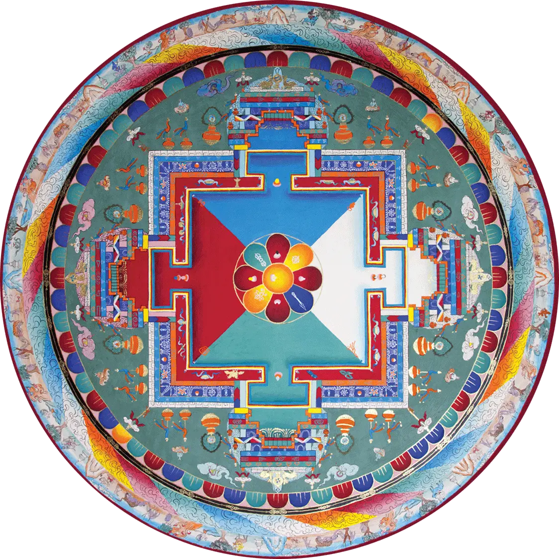 Traditional Tibetan Mandala Art with Decorative Details