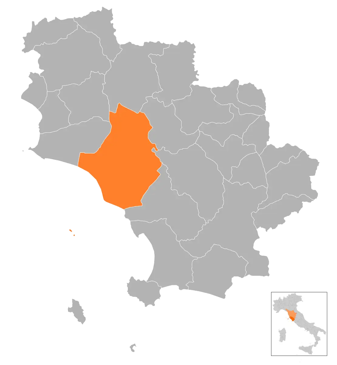 Map of Italy Highlighting a Region
