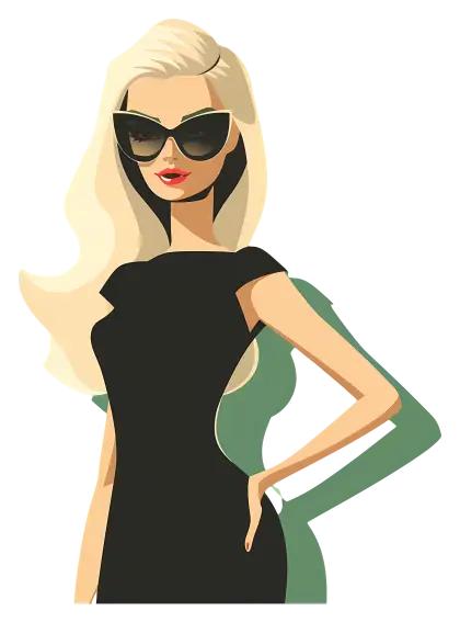 Blonde Woman in Sunglasses and Black Dress