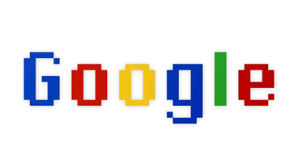 Google Pixelated Logo with Primary Colors